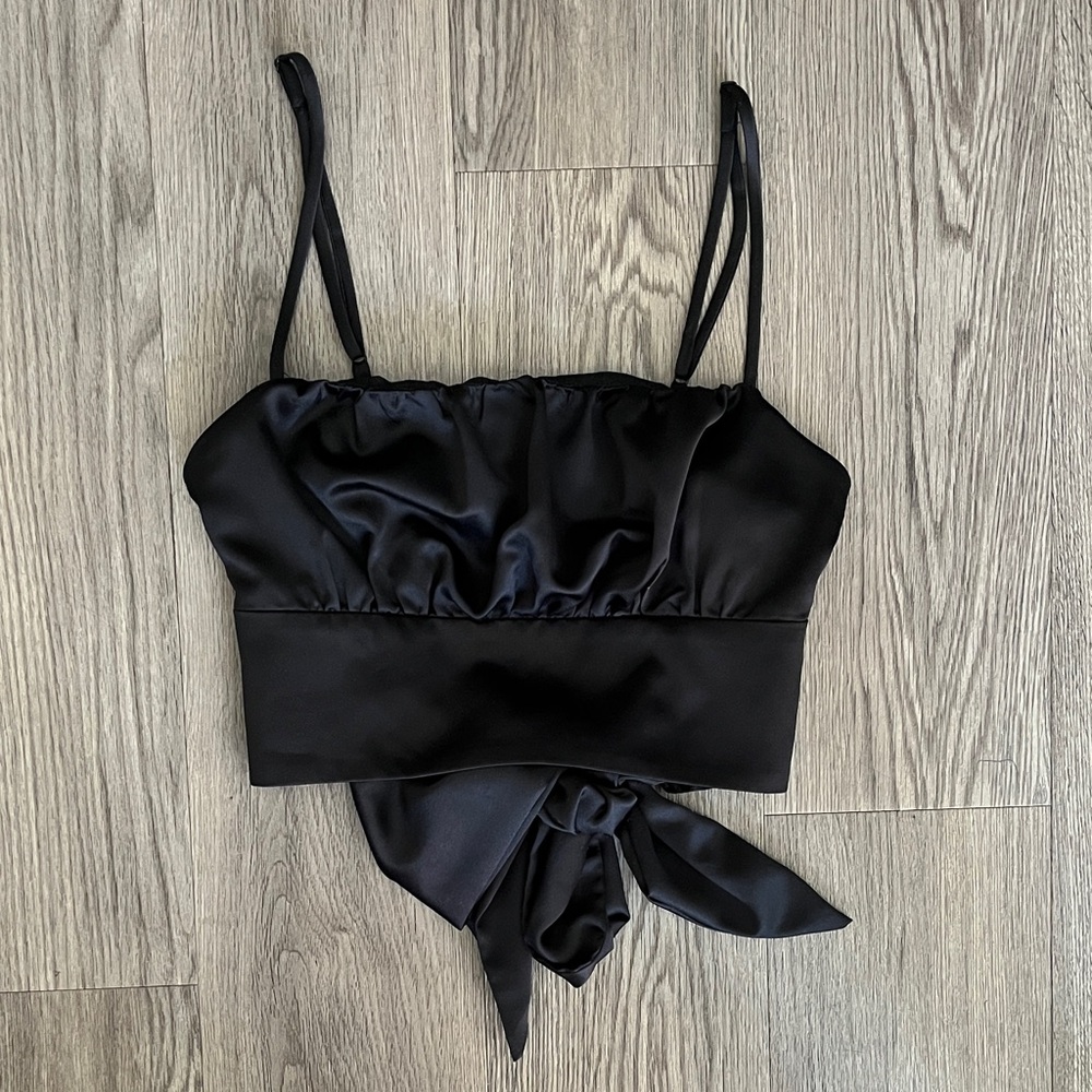Satin Tie-Back Crop Cami Top
